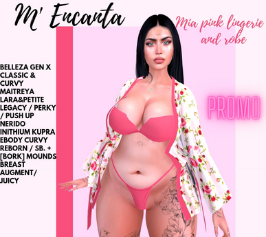 Second Life Marketplace - ~M ENCANTA~MIA PINK LINGERIE AND ROBE